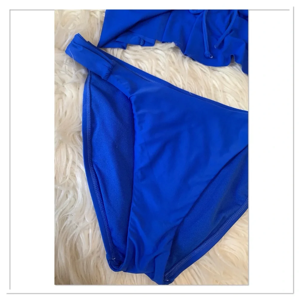 Citrus Flutter Tankini Bikini Swimsuit Blue Size M/L - Picture 5 of 14